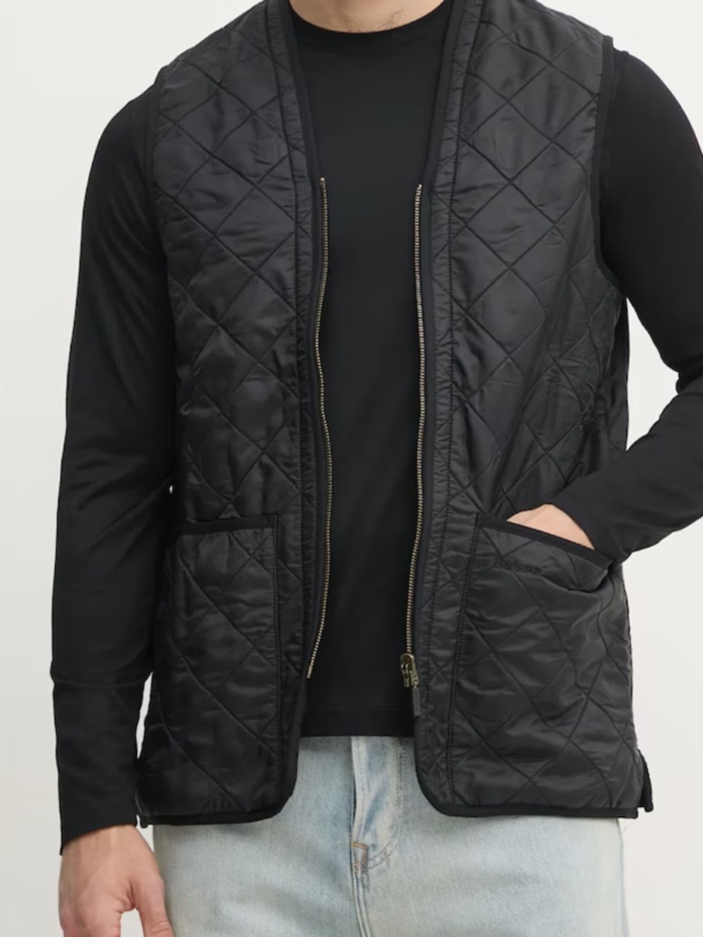 Barbour Polarquilt Relaxed Fit Zip-In Liner Vest In Black Size XS